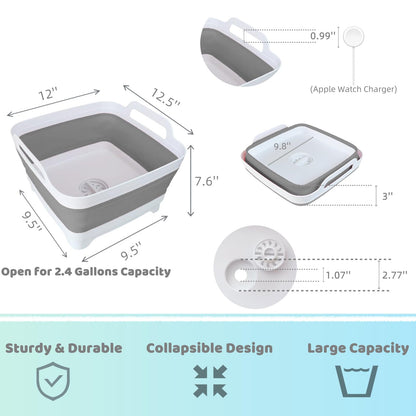 GIMWA collapsible wash basin — space-saving design with drain plug