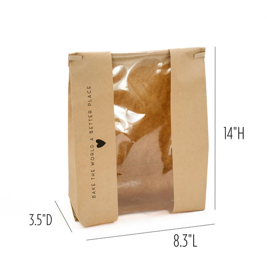 Food storage bag — Kraft paper with window for homemade bread gifting