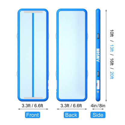 AWSUM inflatable gymnastics mat - 10ft to 23ft training mat with electric pump