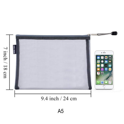 HRX cosmetic case — mesh design with zipper, 6 clear travel pouches for organizing