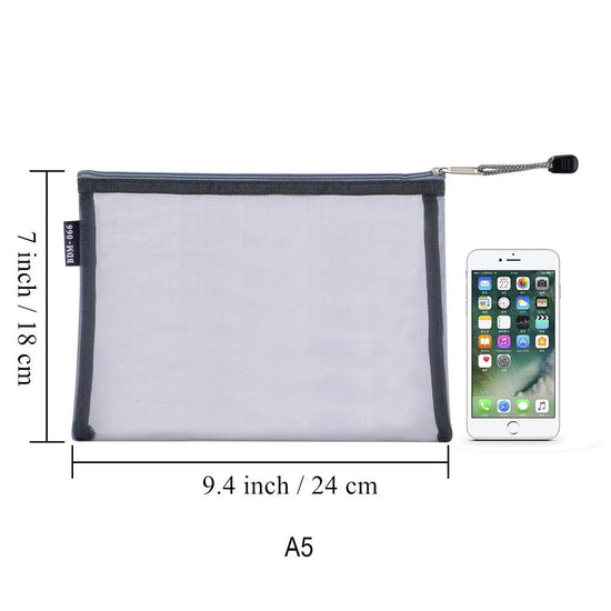 HRX cosmetic case — mesh design with zipper, 6 clear travel pouches for organizing