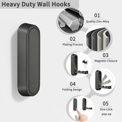 Storage hook — Foldable wall design with 40 lbs capacity for space saving