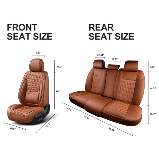 TINRAIYANG car seat covers - breathable leather for front and rear seats in brown