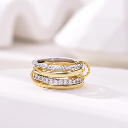 Canboer ring set — 14K gold plated interlocked stackable rings for women