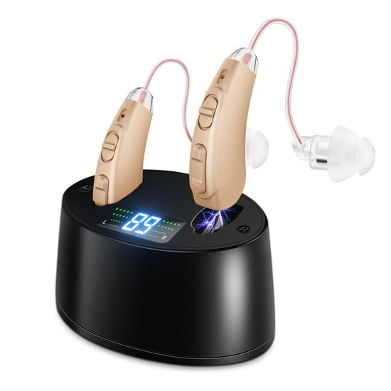 Hearing amplifier — Wireless and rechargeable with noise reduction and charging case