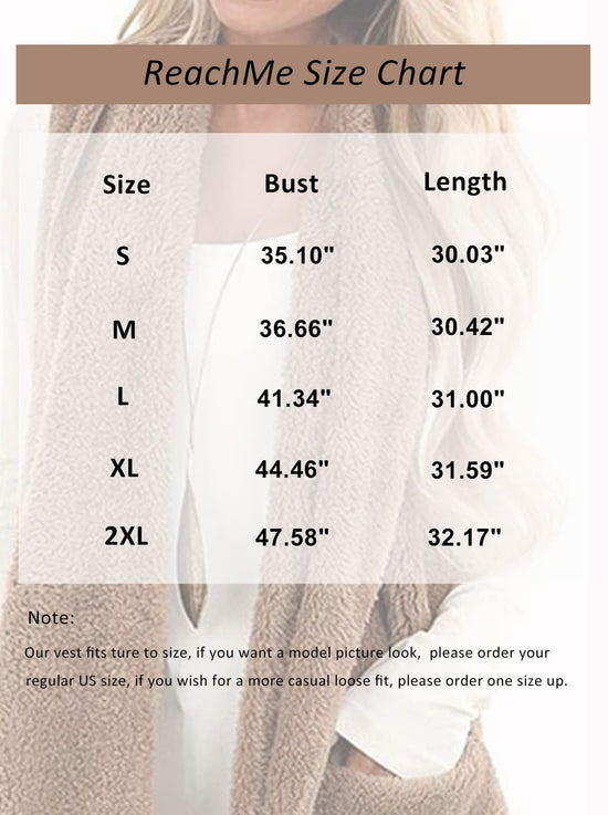 ReachMe coat — sleeveless sherpa vest with pockets and open front design