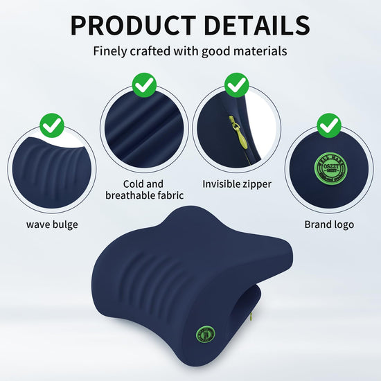 OSZZT Ergonomic Office Chair Headrest, Adjustable Neck Support Pillow with Removable Washable Cover, Universal Head Rest Attachment for Office Chairs, Wheelchairs, Desk Chair Napping (Navy Blue)