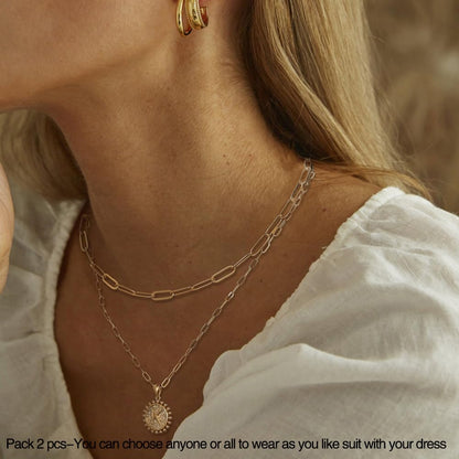 Ursteel necklace — 14K gold plated initial pendant with layered chain design