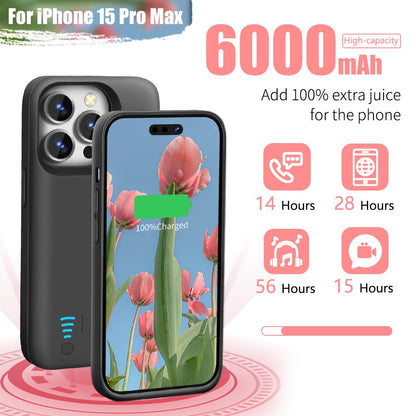 Sitong battery case — 6000mAh rechargeable extended battery for iPhone 15 Pro Max