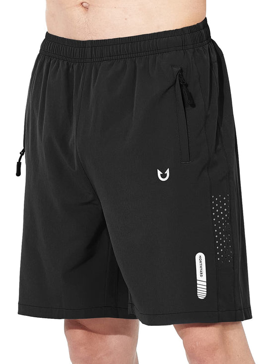NORTHYARD men's athletic shorts — Quick dry with 3 zipper pockets