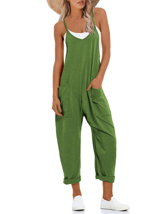 Overall — V neck sleeveless harem with adjustable straps and pockets by Lentta