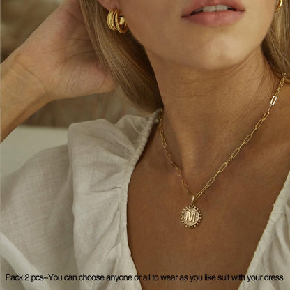 Ursteel necklace — 14K gold plated initial pendant with layered chain design