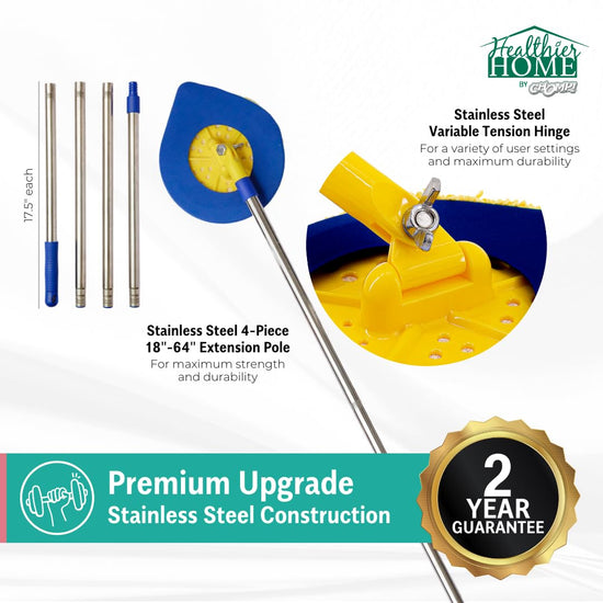 Chomp mop — long handle with washable microfiber pad for cleaning walls and ceilings