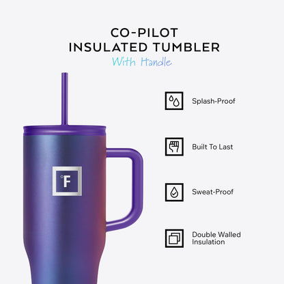 Drinking cup — Insulated mug with straw and flip cap lids for travel