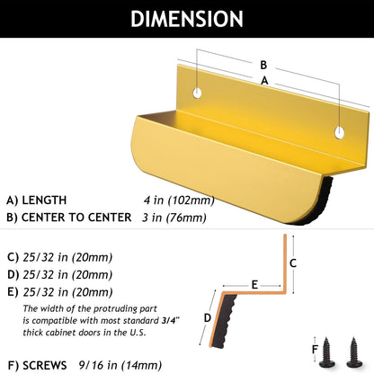 Hardware handle — Under cabinet foot pull with adhesive and screws