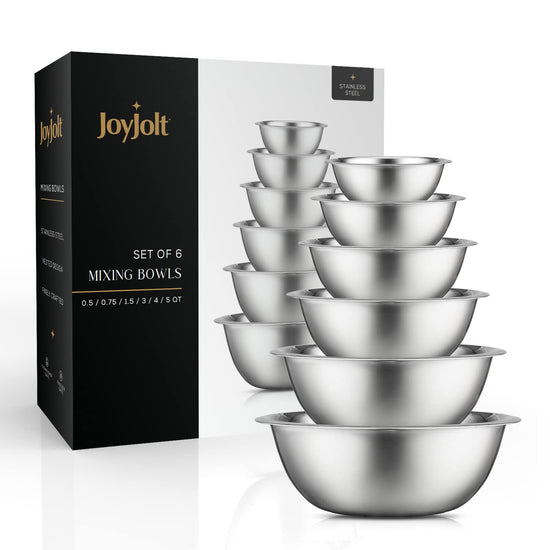 JoyJolt stainless steel mixing bowls - durable and stylish designJoyJolt mixing bowls - durable stainless steel construction