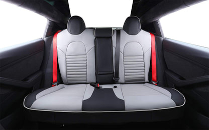 EKR vehicle seat cover — Leather full set for Tesla Model X 2020-2023, 7 seats, black/gray