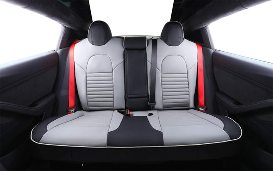 EKR vehicle seat cover — Leather full set for Tesla Model X 2020-2023, 7 seats, black/gray