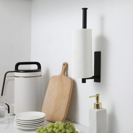 Paper towel holder — Adhesive and screw installation options, stainless steel design by theaoo
