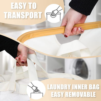Extra large laundry hamper with lid and removable bags for bedroom and laundry room