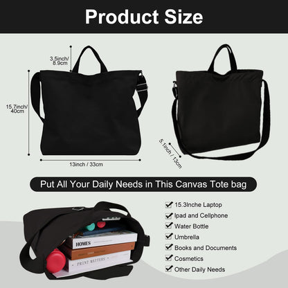 Glintivo women's canvas tote bag - inside out design with adjustable strap for work and travel