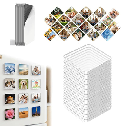 20 Pack 2x2 Inch Clear Acrylic DIY Fridge Magnet Kit