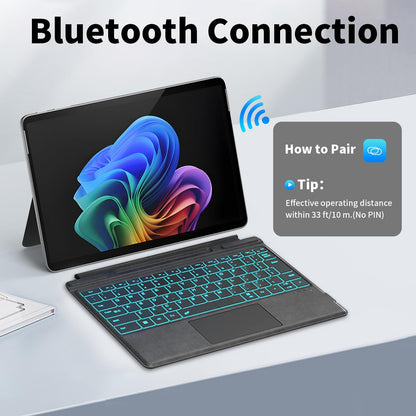 Sooguard Microsoft Surface Pro Keyboard for 11/10/9/8/X, 13" Ultra-Thin Detachable Bluetooth Type Cover with 7-Color Backlit, Multi-Touch Trackpad & Pen Holder
