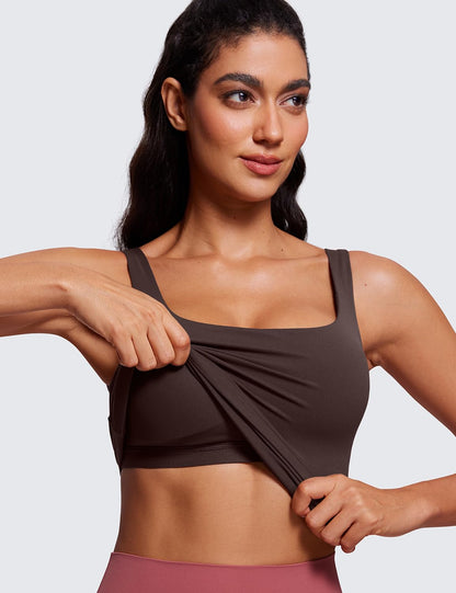 CRZ YOGA U neck tank top — Padded athletic camisole with built in bra