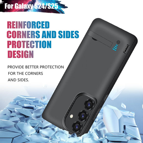 Sitong Battery Case for Samsung Galaxy S25 / S24, 5000mAh Rechargeable Extended Battery Charging Charger Case, Add 100% Extra Juice, Not Compatible with S25+ or S25 Ultra (6.2 Inches) Black