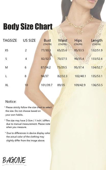 BAGONE summer satin lace backless wedding guest maxi dress with open back design