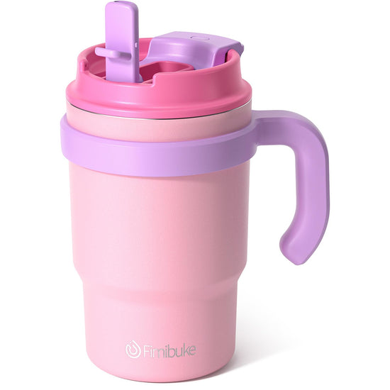 Fimibuke kids drinking cup — insulated with handle and straw, 16oz, BPA free stainless steel
