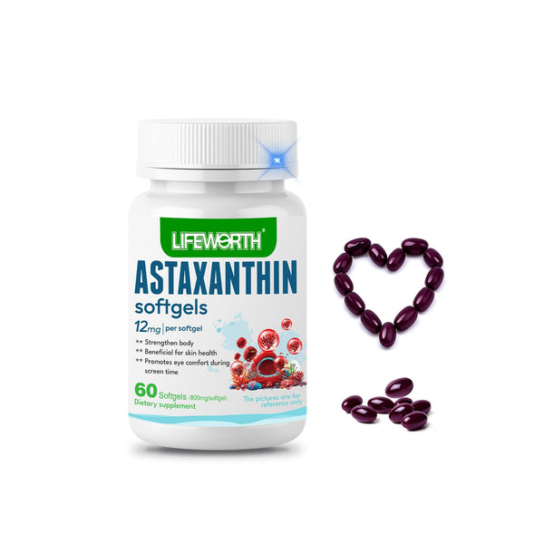 LIFEWORTH Astaxanthin Supplements, Anti-Aging, Antienvejecimiento, Reduce Wrinkles, Arrugas, Glowing Skin & Skin Health, Natural Antioxidant