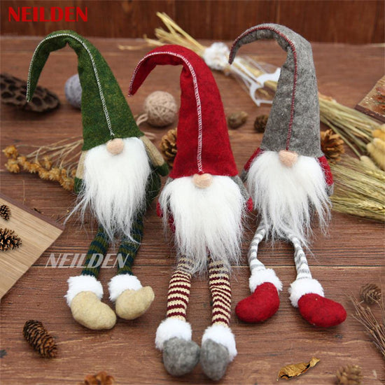 Figurine — BWFY 3pcs long legs Rudolph doll Christmas decoration set for children and hotels