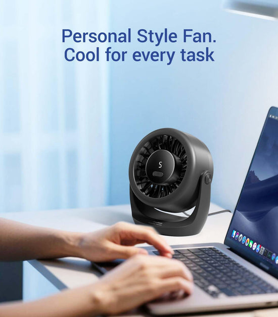 Diveblues electric fan — Ultra-quiet mini desk fan with LED display and 5 speeds