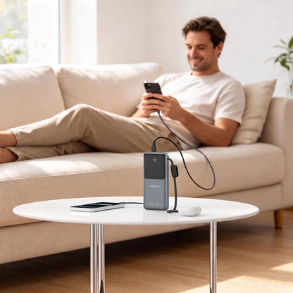 HENGKU Power Bank 10000mAh Portable Built-in Cable 22.5w Fast Charge