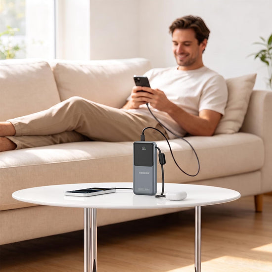 HENGKU Power Bank 10000mAh Portable Built-in Cable 22.5w Fast Charge