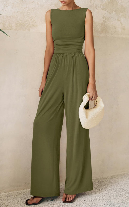 Prettygarden one piece outfit — dressy casual sleeveless wide leg romper for summer