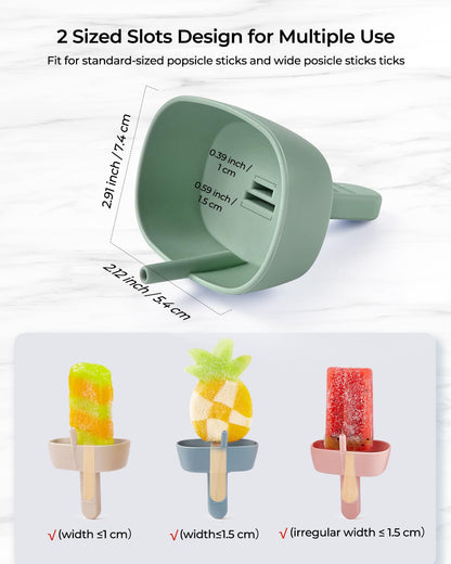 4Pack drip-free silicone popsicle holders — AODISTUCE holder with straw and slots for sticks