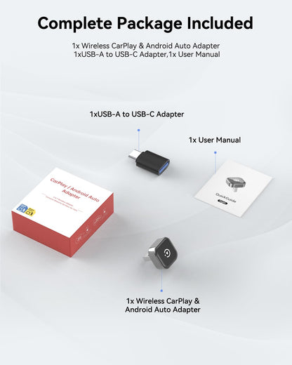 Spedal 2026 2-in-1 Wireless CarPlay & Android Auto Adapter, Ultra Mini Dongle Converts Wired to Wireless, WiFi 6 & Bluetooth 5.4, Plug & Play Stick for Cars with Factory Wired System, Low Latency