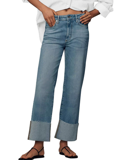 KUNMI pants — Wide leg high waist stretchy denim for women