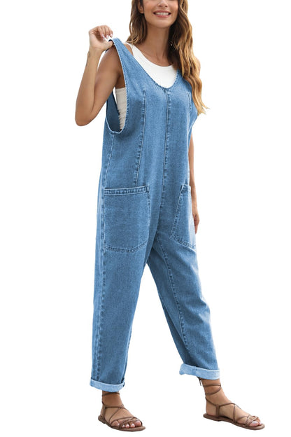 Greaidea overalls — high roller denim design with pockets