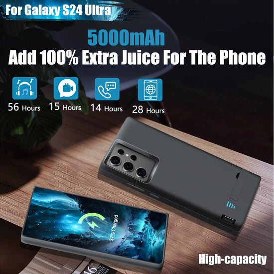 Sitong Battery Case for Samsung Galaxy S24 Ultra, 5000mAh Rechargeable Extended Battery Charging Charger Case, Add 100% Extra Juice, Not Compatible with S24 or S24+ (6.8 inch) Black
