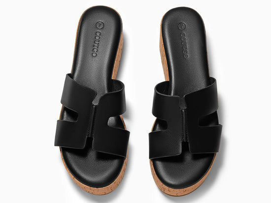 Coutgo women's wedge sandals — cork heeled cutout design