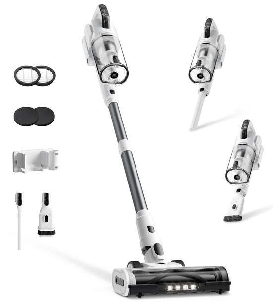 Cordless Vacuum Cleaner, Upgraded 650W 55KPa 70Mins Runtime Stick Vacuum Cordless, Self-Standing Lightweight Vacuum Cleaners for Home with LED Headlight Touch Screen, for Pet Hair/Carpet/Floor