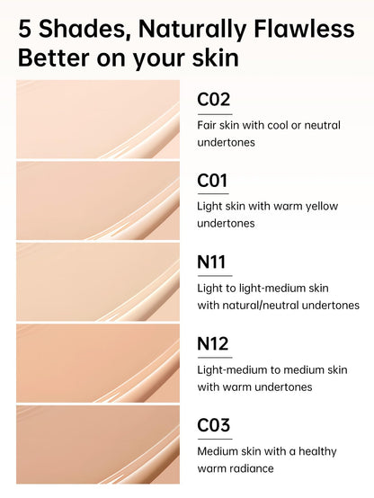 Catkin cushion foundation with buildable coverage and anti-aging serum, light beige 0.46 oz x 2
