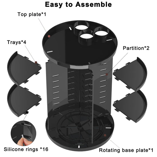 Caddy — Rotating 8 layer design with brush holder and perfume tray for storage