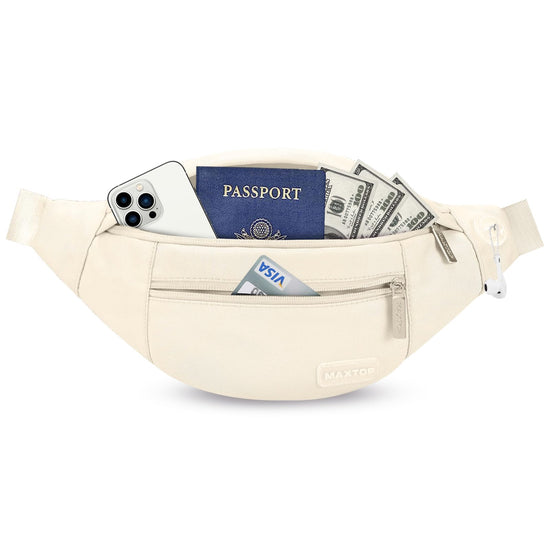 MASTTOP waist pack — large crossbody design with 4 zipper pockets and phone bag