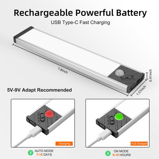 Olalits under cabinet light — motion sensor and rechargeable battery operated