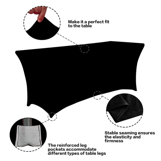 IVAPUPU tablecloth - 6FT fitted stretch black cover for events and parties
