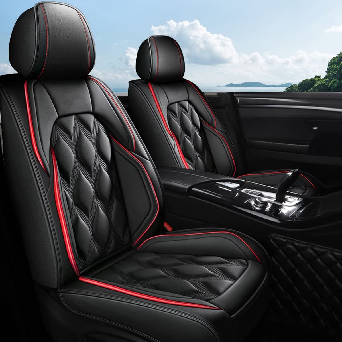 AOMSAZTO vehicle seat cover - leather, waterproof, airbag compatible for Nissan Titan 2009-2026
